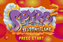 Spyro 2: Season of Flame title screen for GameBoy Advance